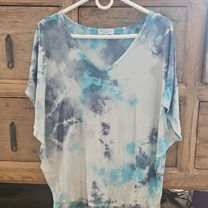 Michael Stars Blue and Gray Tie-Dye Blouse